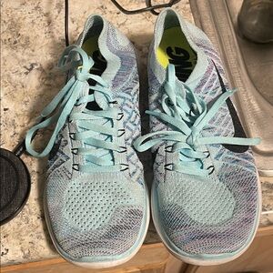 Nike Free 4.0 Flynit Woven Women's Aqua and Purple Sneakers